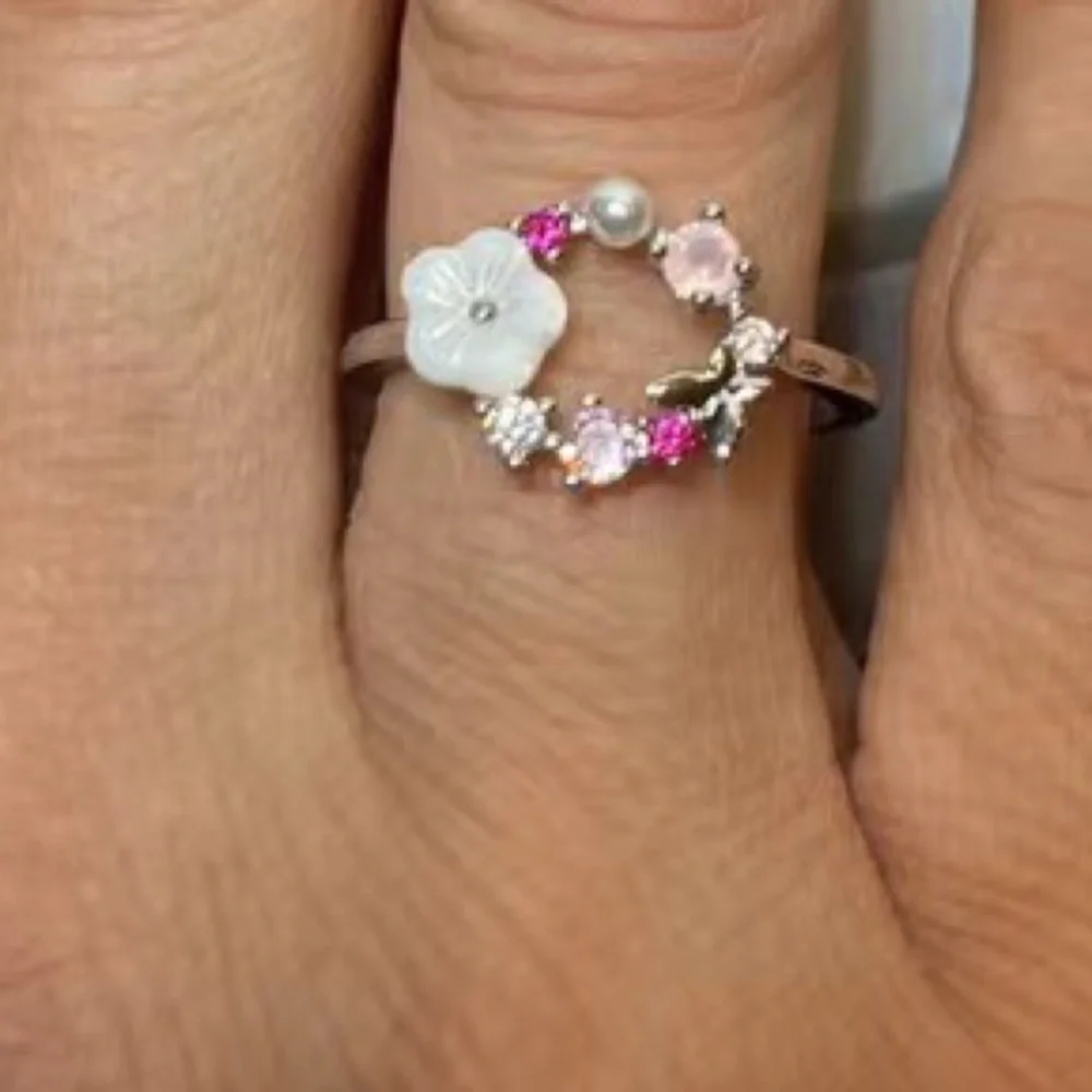 New Women’s 925 Silver Beautiful Butterflies Flower Ring - Picture 3 of 3